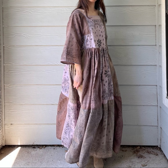 Handmade Bandana Dress SKU 02858 Muddy Earthy Maxi - Picture 14 of 16